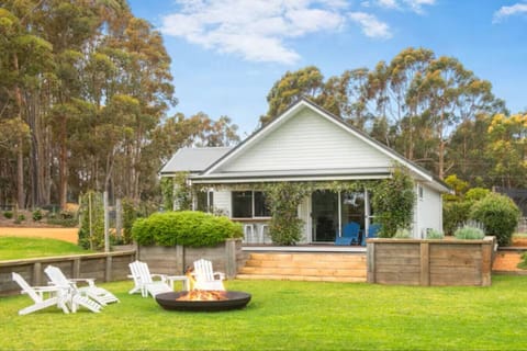 Rear deck, lawn and fire pit