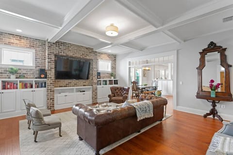 Cozy up on the spacious sofa and stream your favorites on the smart TV