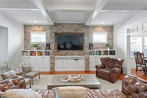 Bright and cozy living room with smart TV