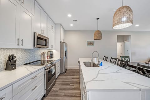 Open-concept kitchen with island seating