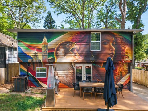 Stunning custom mural creates a one-of-a-kind backdrop.