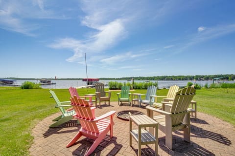 Fire Pit Area | Colorful Adirondack Chairs by the Lake