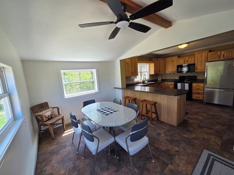 dining area near main entrance, kitchen