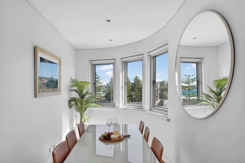 Great dining room with ocean views across famous Bondi Beach, lovely ocean breeze on a summers day. 