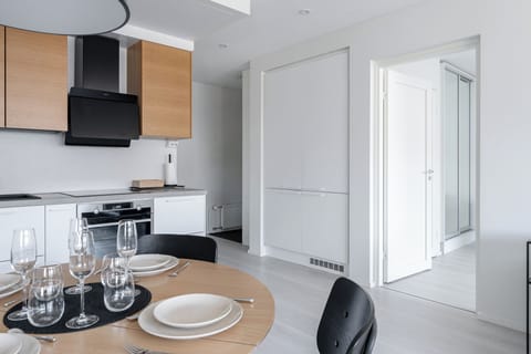 Superior Apartment, Balcony, City View | Private kitchen | Full-size fridge, microwave, oven, stovetop
