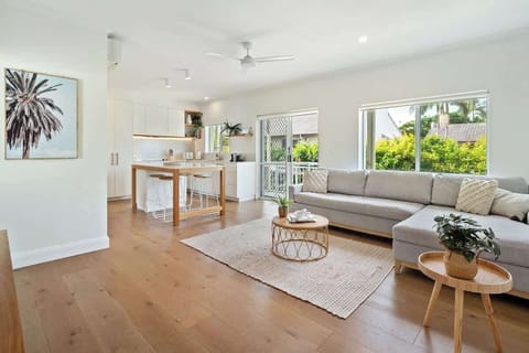 Spacious air-conditioned combined lounge and kitchen area.