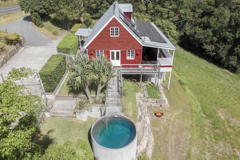 Enjoy a peaceful escape at this unique home with a pool and firepit.