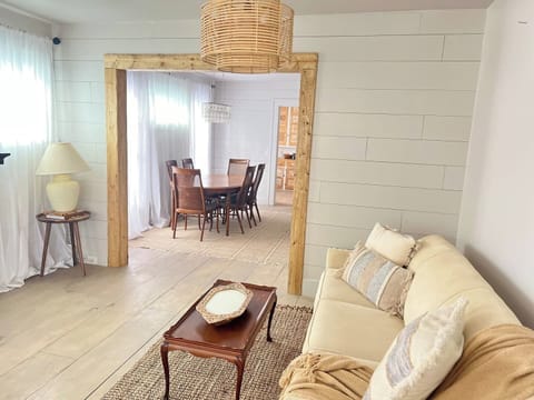 bright living room with smart tv
