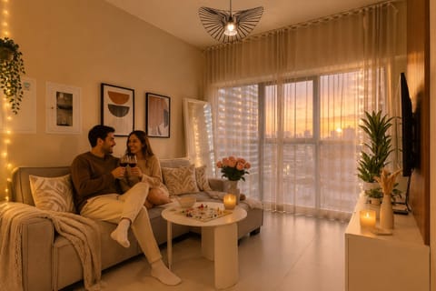 Deluxe Apartment | Living area | 65-inch Smart TV with cable channels, Netflix, streaming services