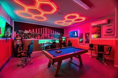 Incredible Game Room with $10,000 Racing Simulator