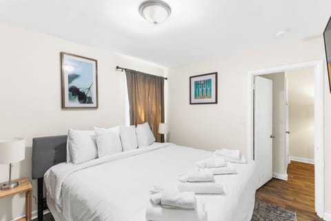 The king bedroom keeps things simple and comfortable, with plenty of space to settle in.