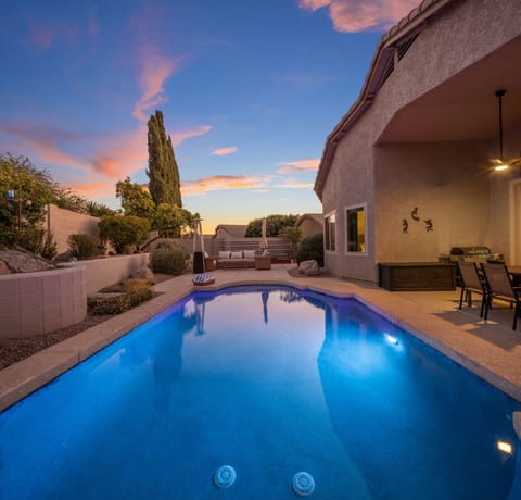 Evening swims in the private pool with sunset skies overhead.  See more photos for mountain view and other patio furniture.