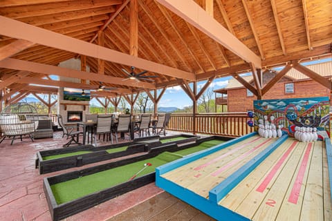 Who needs a bowling alley when the cabin has its own lane?

