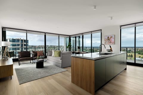 Modern open plan living that spills onto spacious balconies with incredible views of Newcastle. 