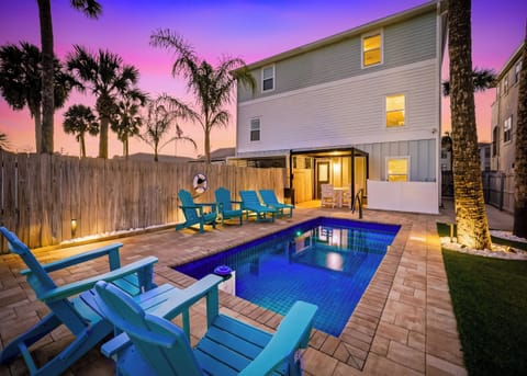 Well lit backyard for night time swim adventures