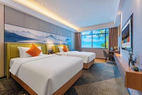 Premium bedding, down comforters, pillowtop beds, desk