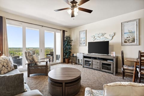 Cozy Lake View Living Room with Sleeper Sofa, Flat Screen TV and Private Balcony Access