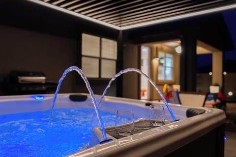 private hot tub lit for beauty -relax and stargaze