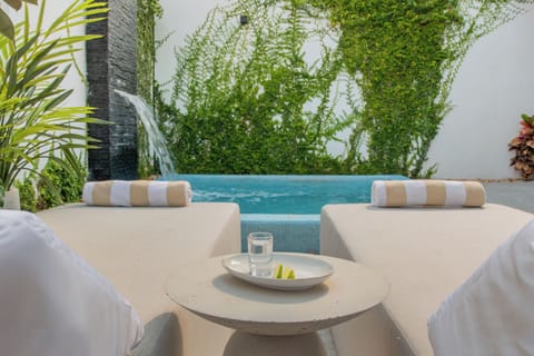 Outdoor pool, sun loungers