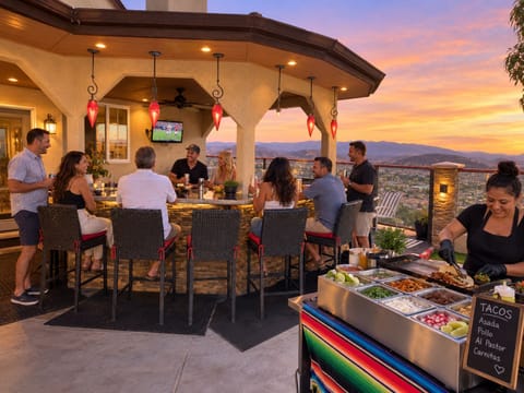 The perfect gathering spot with amazing night views. 