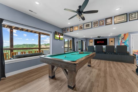 Pool table in sports bar area