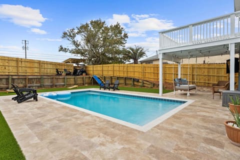 Brand-new chlorine pool for cooling off after a day in the sun.