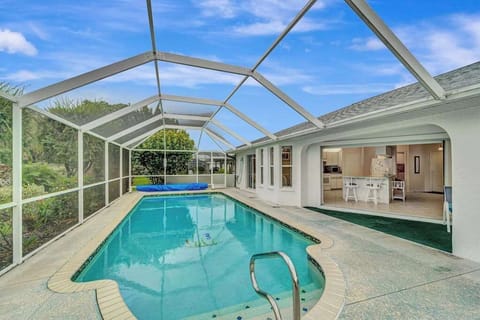 Pool area, perfect for swimming, relaxing, and enjoying time with family and friends. Pool heat is available October 1–May 1 for $32 + tax per day, with a 3-day minimum. Request at least 72 hours before arrival.
