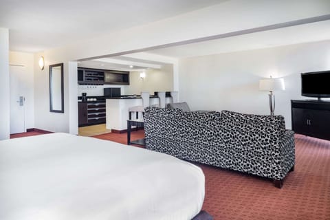 Premier Suite, 1 King Bed, Non Smoking | Desk, laptop workspace, blackout drapes, iron/ironing board