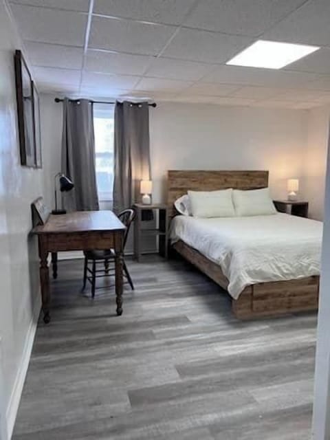 Main bedroom, Queen, Desk for remote work, Dresser, Closet, Black out curtains