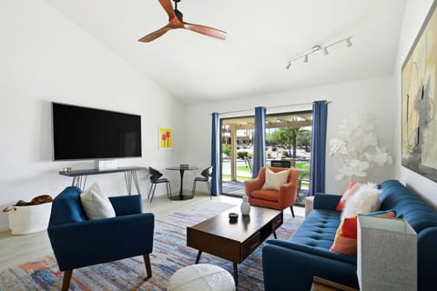 Bright and comfortable living space for relaxing after a day in the desert.