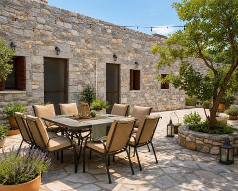 Cozy outdoor patio perfect for relaxing under the sun