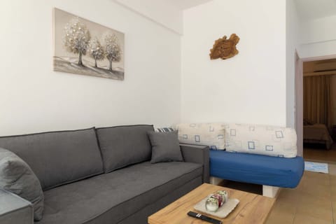 Bright and cozy living room with comfortable sofa and modern décor