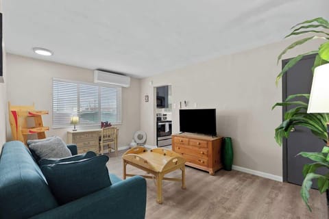 Living room — built for two: comfy chairs, smart TV, natural light