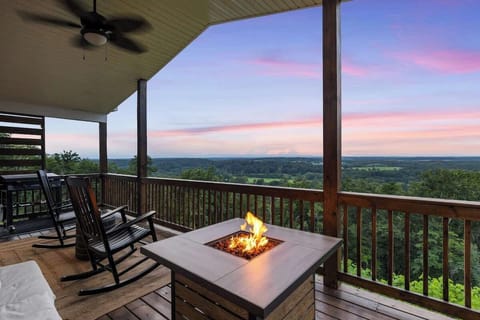 Propane fire pit overlooking the Shenandoah river 