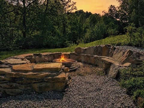 hand built from river rocks off the property.