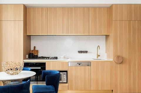 Full-size integrated fridge and freezer in a chef's kitchen 