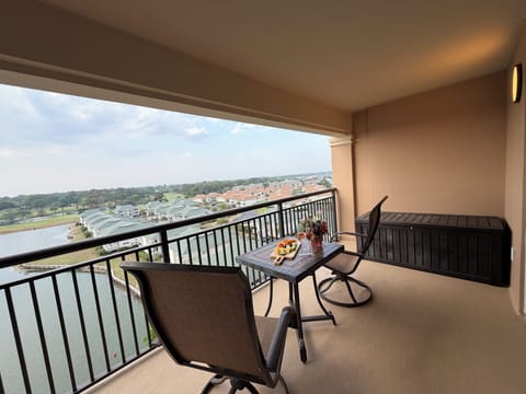 Step onto your private balcony and savor morning coffee while taking in sweeping views of the waterfront and surrounding landscape below.