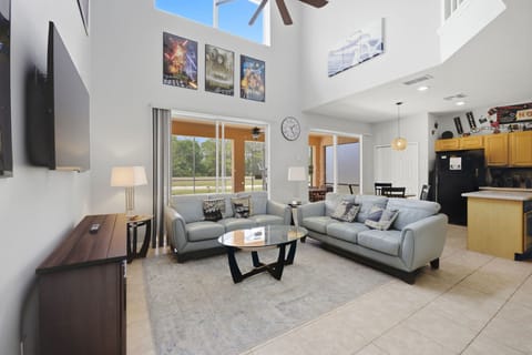 Bright, airy living space perfect for movie nights after a day at the parks