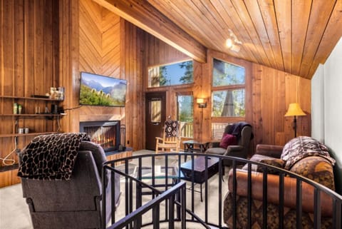Main Living Area with fireplace and a Sofa Bed