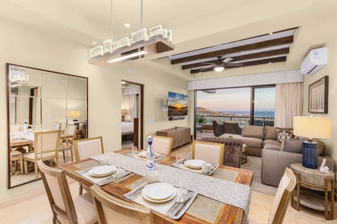Open-concept living and dining area.
