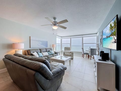 Spacious Living Area with Gulf and Beach Views