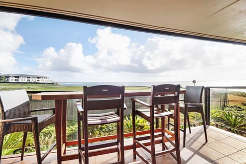 The lanai is the perfect space to enjoy a morning coffee to watch the sunrise over the pacific