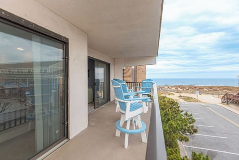 Ocean view balcony just steps from the beach