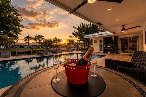 Luxury waterfront retreat with heated pool