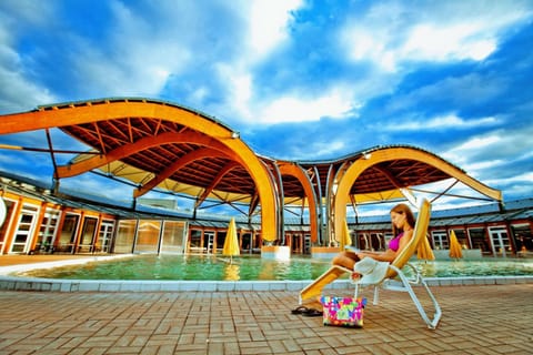 Indoor pool, sun loungers
