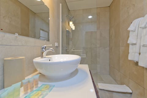 Panoramic Room | Bathroom | Shower, free toiletries, hair dryer, towels
