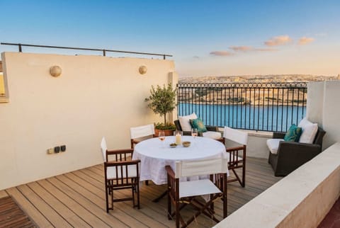 Rooftop terrace overlooking the Valletta harbour
