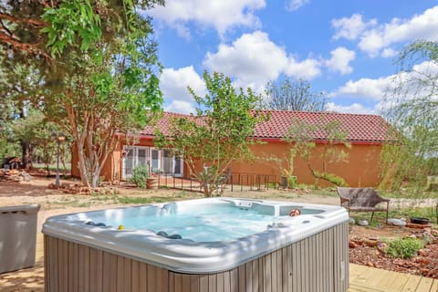 Soak in the hot tub while enjoying panoramic views