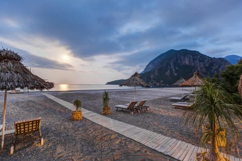 Private beach, free beach shuttle, free beach cabanas, sun loungers