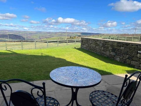 Patio, Lawn Area and views over Cragg Vale towards Hebden Bridge